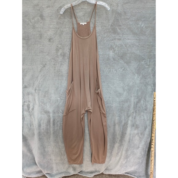 antistar Pants - Boho Harem Drop Crotch Jumpsuit Women Large Taupe Brown Slouchy Relaxed Fit READ